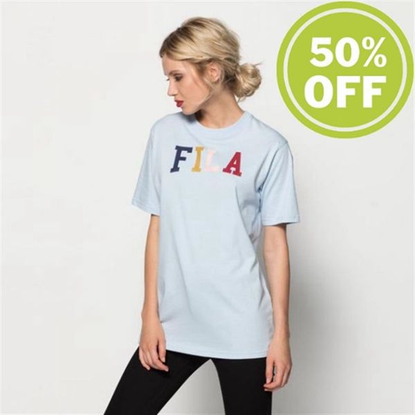 Camisetas Manga Corta Fila Mujer Azules - Taylor Essential Logo Tee Wmn With Crew Neck - España 9542